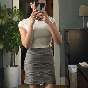 Topshop Black and White Checkered Mini Skirt